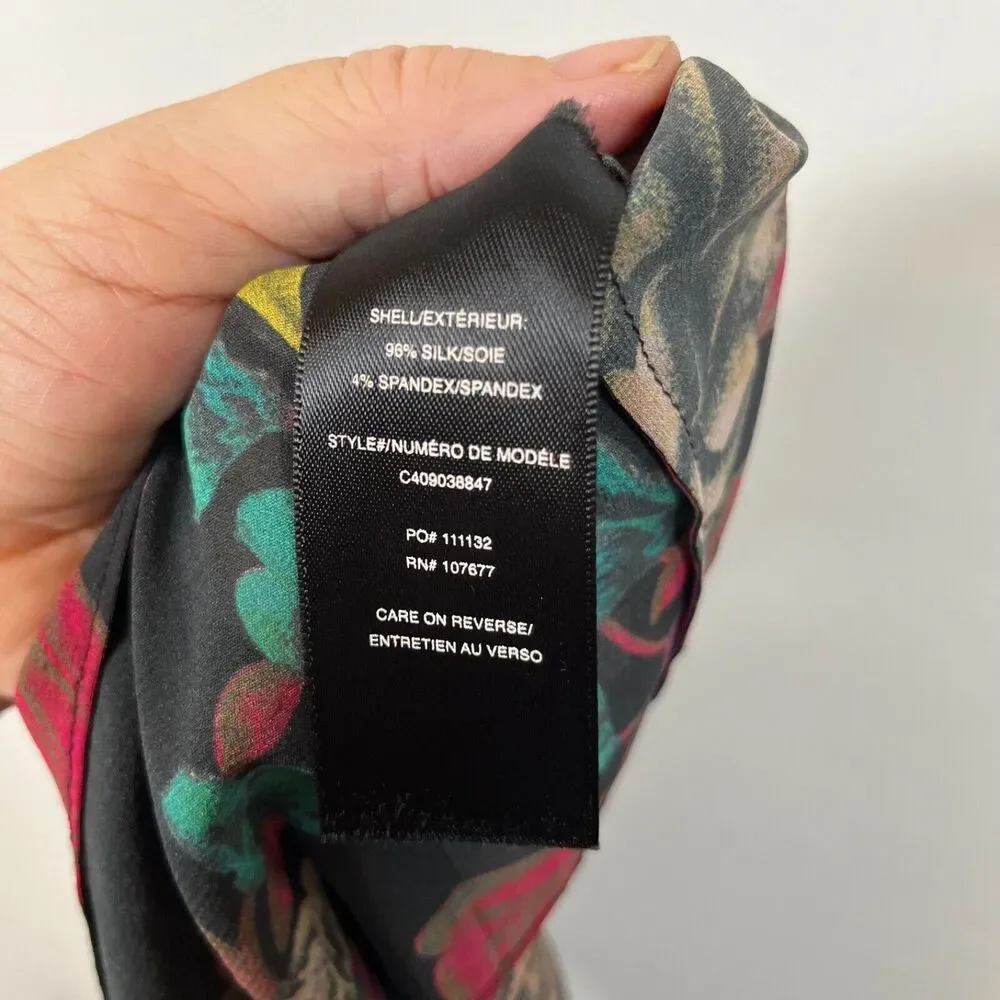 Alice & Olivia Silk Rose Floral Blouse Womens XS Spring Dark Multicolor - Picture 6 of 7